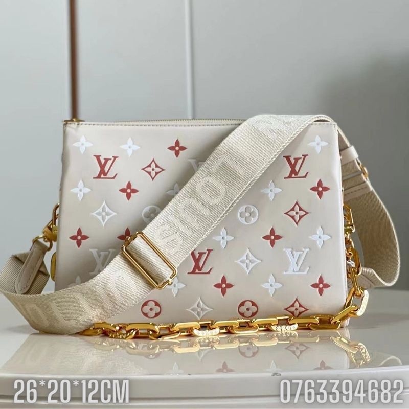 Tui nu Louis Vuitton hoa tiet logo mau trang hong tui 3 lop TNLV14