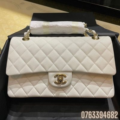 Tui xach nu Chanel classic sz 23 mau trang TNCN06