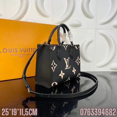 Tui xach nu Louis Vuitton hoa tiet hoa logo mau den size 25 TNLV05 3