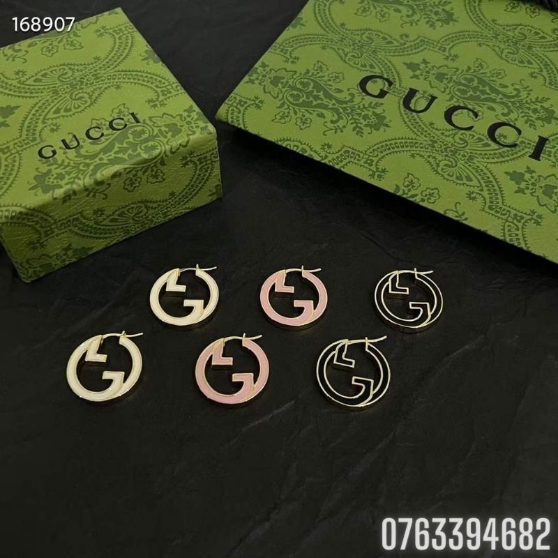 Khuyen tai gucci hoa tiet tron chu G KTNGC01 2