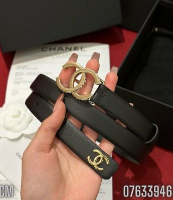 That lung nu Chanel Black Leather mat khoa logo vien dinh da ban 2cm TLNC04 2