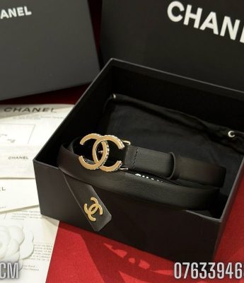 That lung nu Chanel Black Leather mat khoa logo vien dinh da ban 2cm TLNC04 5