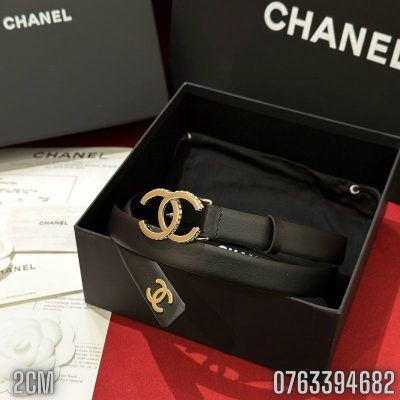 That lung nu Chanel Black Leather mat khoa logo vien dinh da ban 2cm TLNC04 5