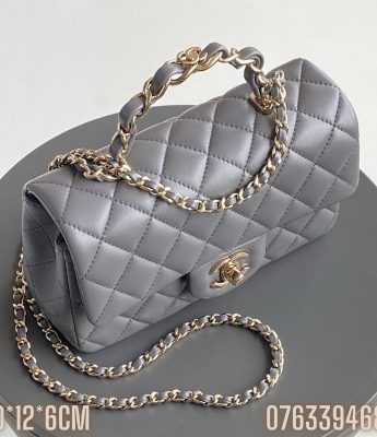 Tui Chanel Flap co quai xach mau xam TNCN40 2