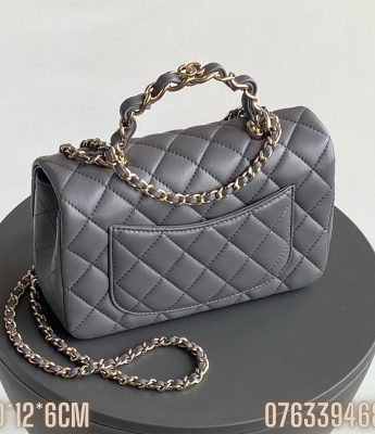 Tui Chanel Flap co quai xach mau xam TNCN40 4