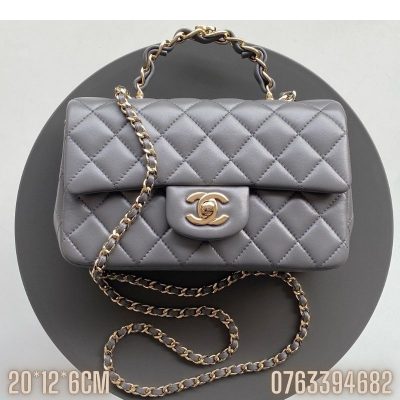 Tui Chanel Flap co quai xach mau xam TNCN40