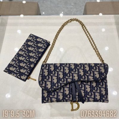 Tui Dior Saddle Wallet with Chain mau xanh TND37