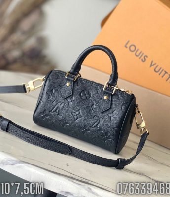 Tui nu Louis Vuitton Nano Speedy hoa chim mau den TNLV64 3