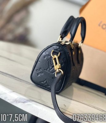 Tui nu Louis Vuitton Nano Speedy hoa chim mau den TNLV64