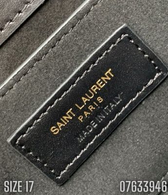 Tui nu YSL Kate da tron mau den logo mau vang gold size 17 TNYSL17 9