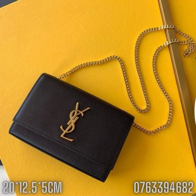 Tui nu Yves Saint Laurent YSL Kate Small Chain Bag mau den logo mau vang gold TNYSL13 4