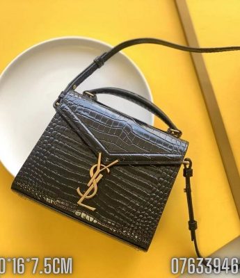 Tui xach nu YSL CASSANDRA mini da ca sau mau den logo mau vang gold TNYSL35 2