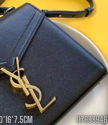 Tui xach nu YSL CASSANDRA mini da hat mau den logo mau vang gold TNYSL32 3