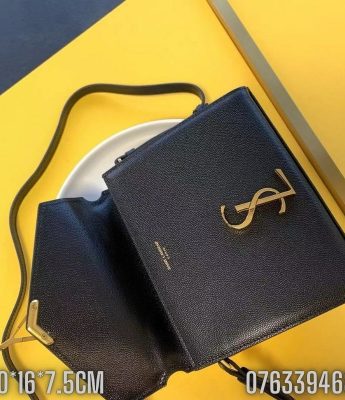 Tui xach nu YSL CASSANDRA mini da hat mau den logo mau vang gold TNYSL32 5