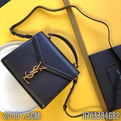 Tui xach nu YSL CASSANDRA mini da hat mau den logo mau vang gold TNYSL32 6