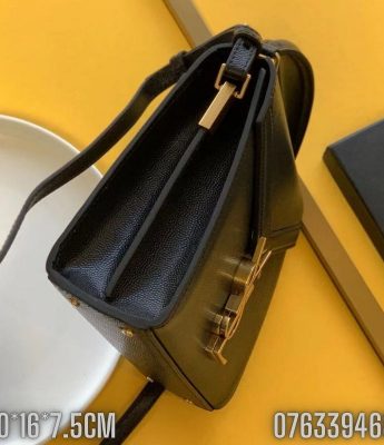 Tui xach nu YSL CASSANDRA mini da hat mau den logo mau vang gold TNYSL32 7