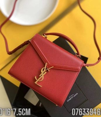 Tui xach nu YSL CASSANDRA mini da hat mau do logo mau vang gold TNYSL34 2