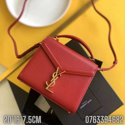 Tui xach nu YSL CASSANDRA mini da hat mau do logo mau vang gold TNYSL34 2