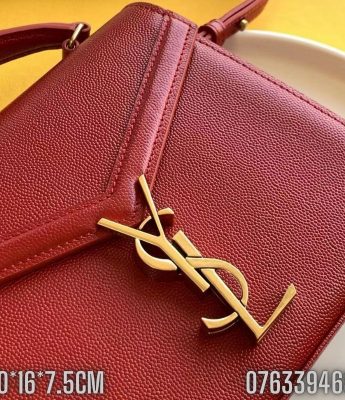 Tui xach nu YSL CASSANDRA mini da hat mau do logo mau vang gold TNYSL34 9