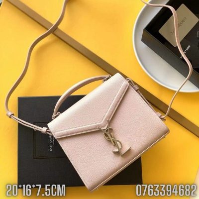 Tui xach nu YSL CASSANDRA mini da hat mau hong logo mau bac TNYSL34 5