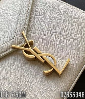 Tui xach nu YSL CASSANDRA mini da hat mau trang logo mau vang gold TNYSL31 5