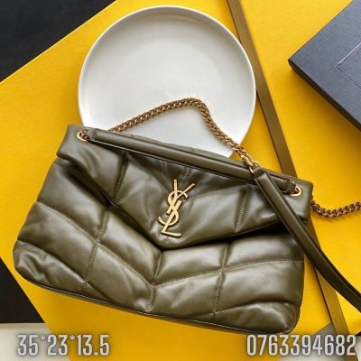 Tui xach nu YSL LOULOU PUFFER tran bong mau xanh oliu TNYSL03 2