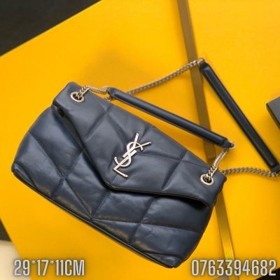 Tui xach nu YSL LOULOU PUFFER tran bong mau xanh than TNYSL05 1