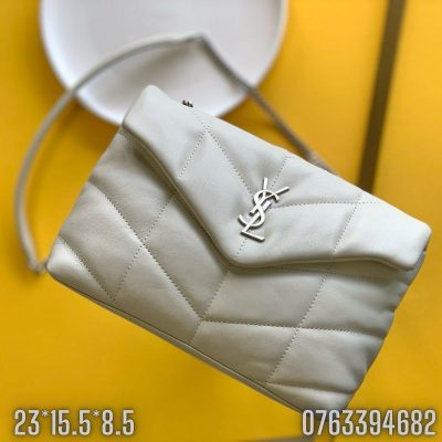 Tui xach nu YSL LOULOU PUFFER tran bong mau xanh trang TNYSL06 5