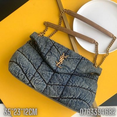 Tui xach nu YSL LOULOU PUFFER tran bong vai jeans lam tu da de TNYSL07 2