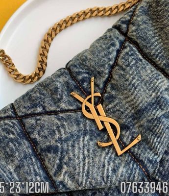 Tui xach nu YSL LOULOU PUFFER tran bong vai jeans lam tu da de TNYSL07 3