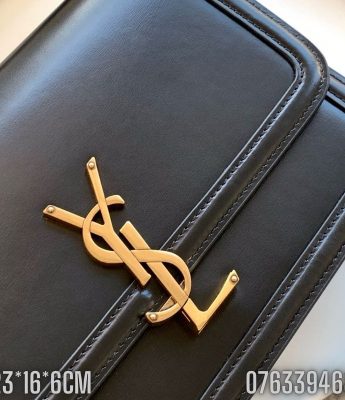 Tui xach nu YSL SOLFERINO BOX da tron mau den logo mau vang gold TNYSL24 2