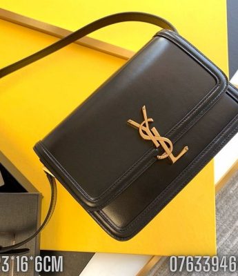 Tui xach nu YSL SOLFERINO BOX da tron mau den logo mau vang gold TNYSL24 3