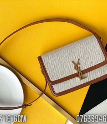 Tui xach nu YSL SOLFERINO Canvas mau be vien nau logo mau vang gold TNYSL27 5