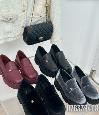 Giay nu Chanel Moccasins mau den GNC16 1