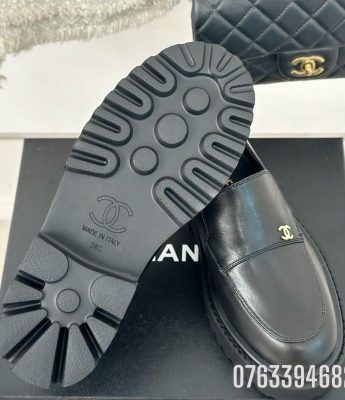 Giay nu Chanel Moccasins mau den GNC16 3