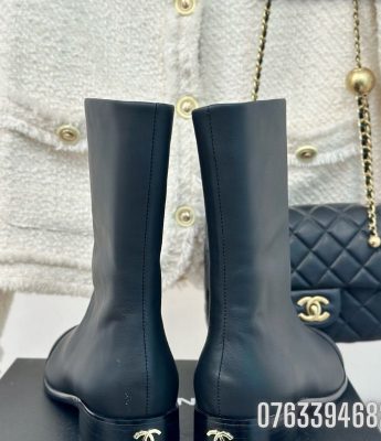 Giay nu Chanel boots co cao da mau den GNC25 1