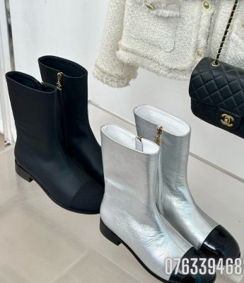 Giay nu Chanel boots co cao da mau den GNC25 10