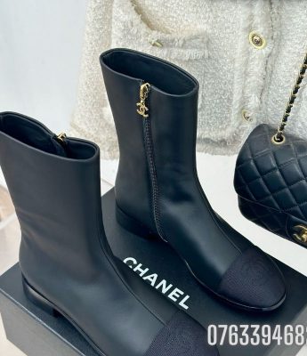 Giay nu Chanel boots co cao da mau den GNC25 4