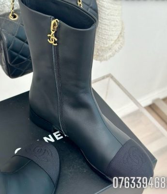 Giay nu Chanel boots co cao da mau den GNC25 8