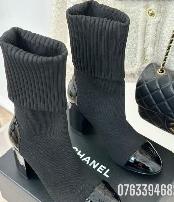 Giay nu Chanel boots co cao len mau den GNC24 7