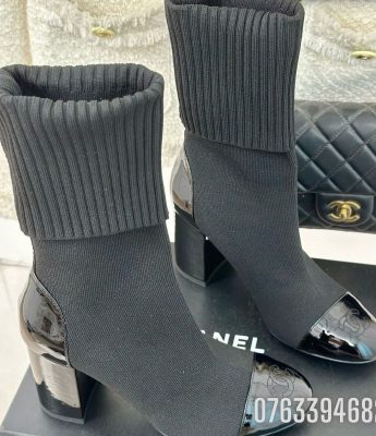 Giay nu Chanel boots co cao len mau den GNC24 8