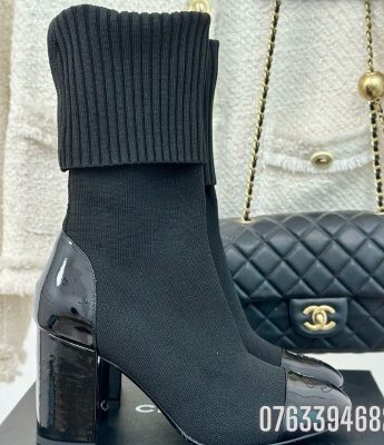 Giay nu Chanel boots co cao len mau den GNC24 9