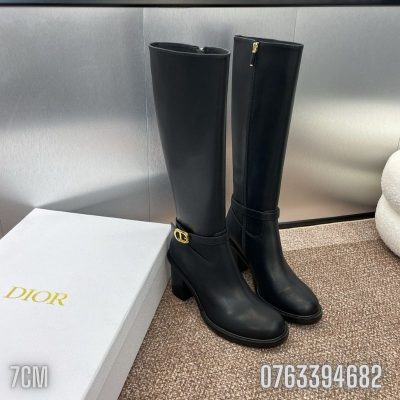 Giay nu Dior boot de cao full den logo GND07 6