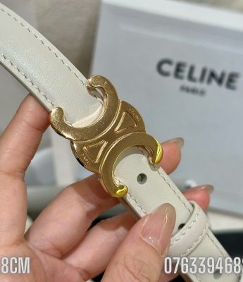 That lung nu Celine mau trang mat khoa logo mau vang gold ban 1.8cm TLCL07 5