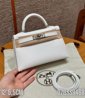 Tui Hermes Kelly Mini mau trang phoi be TNHM79 9