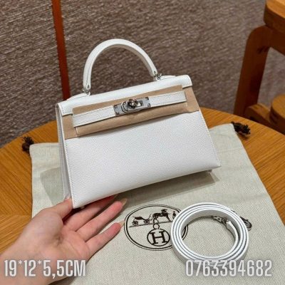 Tui Hermes Kelly Mini mau trang phoi be TNHM79 9