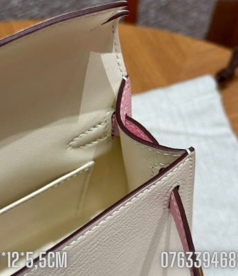 Tui Hermes Kelly Mini mau trang phoi hong TNHM761