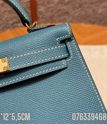 Tui Hermes Kelly Mini mau xanh duong TNHM78 1