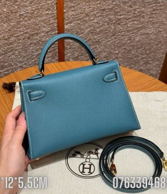 Tui Hermes Kelly Mini mau xanh duong TNHM78 8