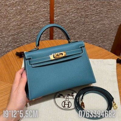 Tui Hermes Kelly Mini mau xanh duong TNHM78 9